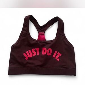 Nike Dark Brown Sports Bra with Pink Accents